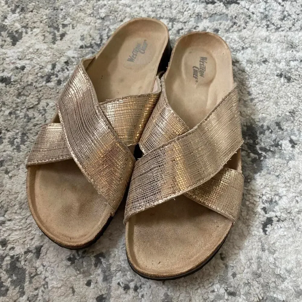 Western Chief gold birkenstock